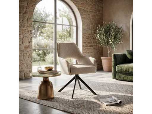 Set of 4 Dining Chair Tub with Armrest Beige