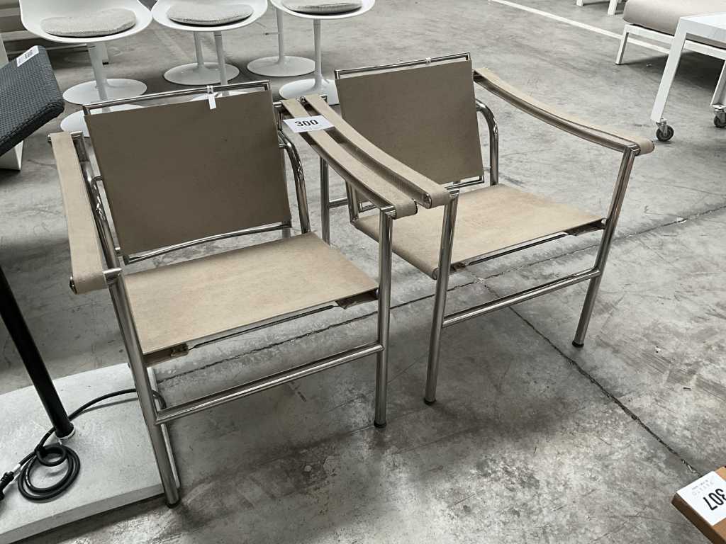2x metal lounge chair CASSINA LC1