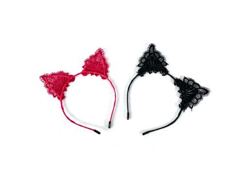 *NOU* Bandă "Pisica" cu dantelă, negru și roz (seturi 914)