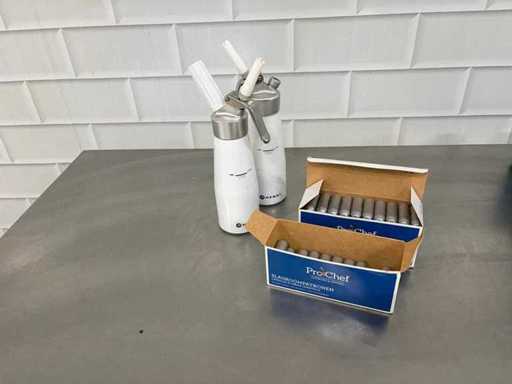 Hendi - Distributeur de crème fouettée avec cartouches (2x)