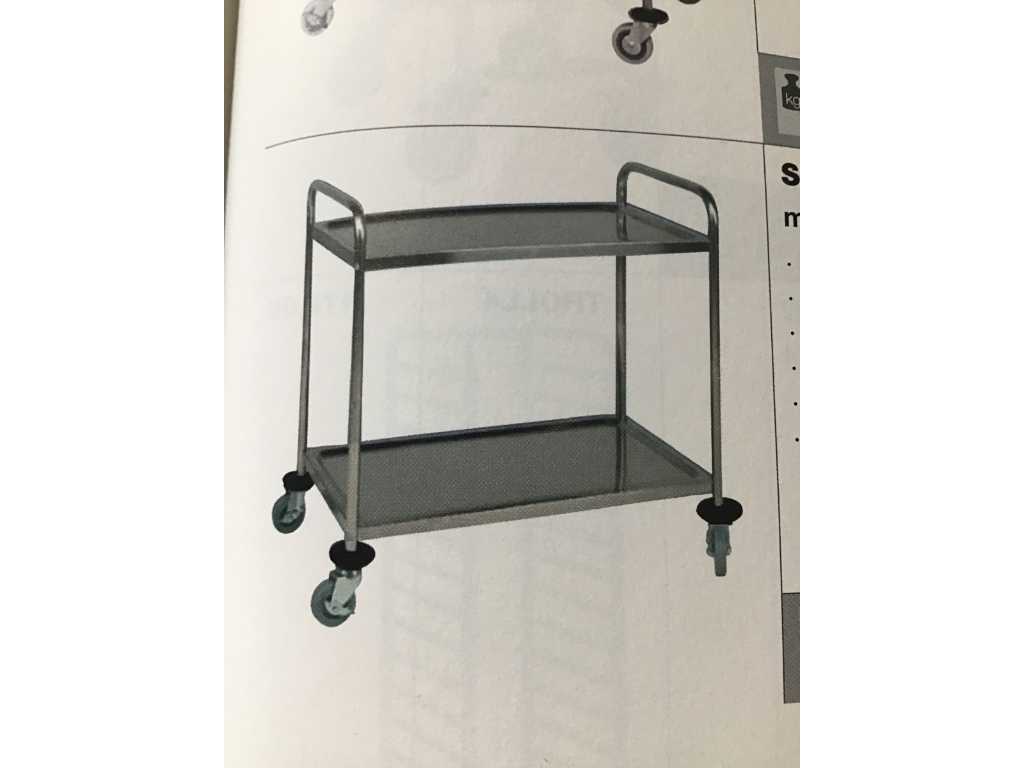 Stainless steel serving trolley 2 level