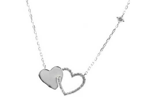 Naszyjnik z białego złota 14 KT z wisiorkiem z naturalnym diamentem