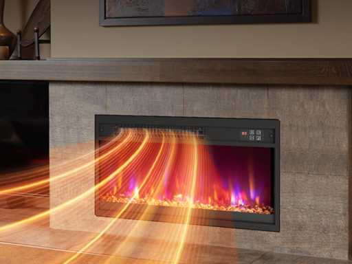 1500 W Wandgemonteerde elektrische open haard - Zwart