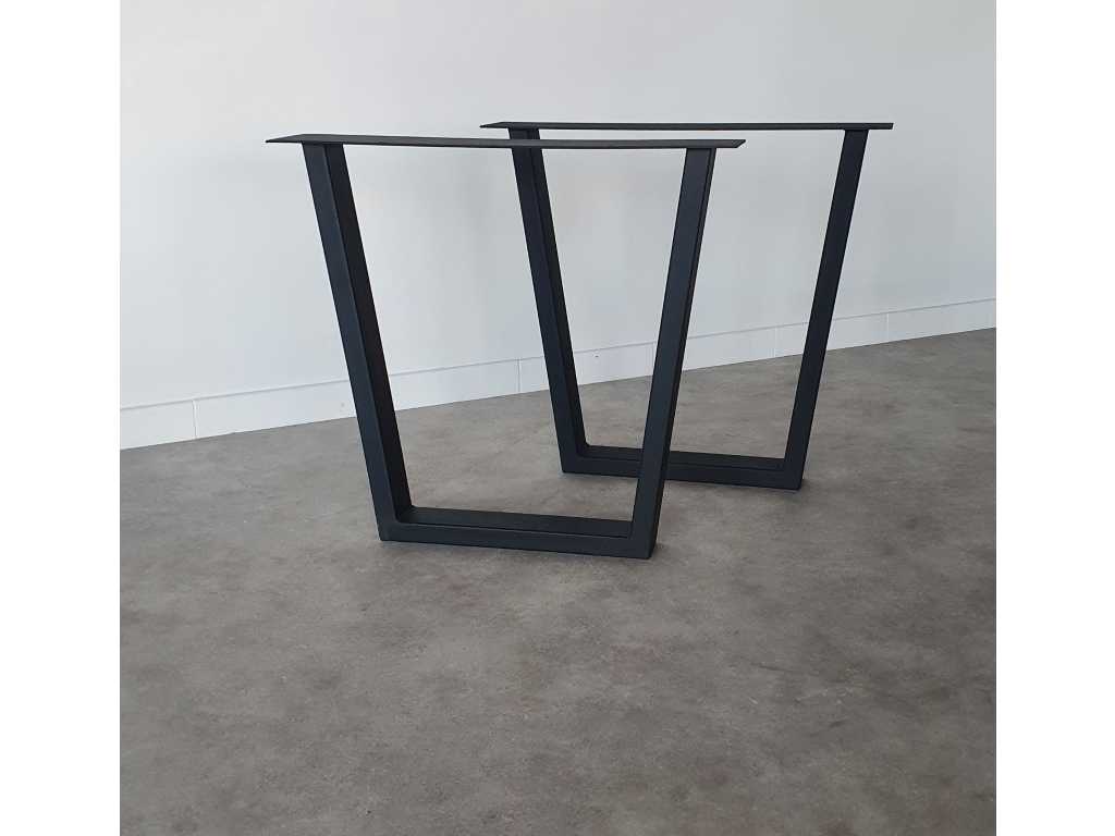Lot de 2 pieds de table design en métal, forme trapézoïdale NEG