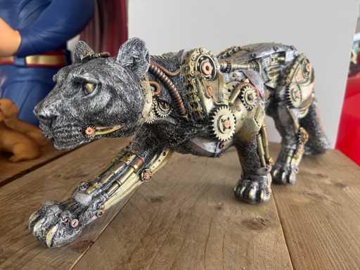 Panter Lopend Steampunk H21cm Silver
