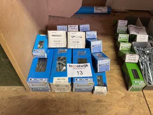 13 Kisten mit Holzschrauben; Zugschrauben