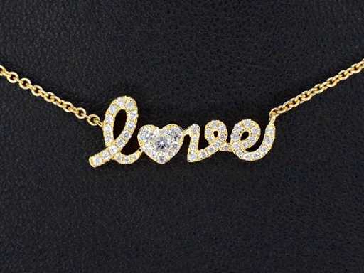 Gold love necklace with diamonds