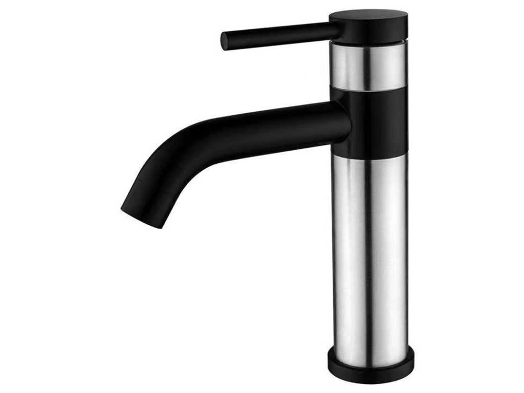 Klea - Low - Design incurvé - Mitigeur de lavabo Low Acier inoxydable-Noir mat