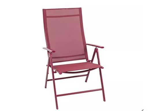 Set van 2 XL aluminium klapstoelen, ergonomische vorm, verstelbaar in 7 posities, ondersteunt tot 140 kg - Rood