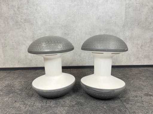 2x Humanscale Ballo - tabouret d’équilibre gris-blanc