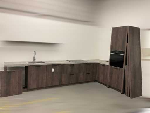 Hoekopgestelde showroomkeuken