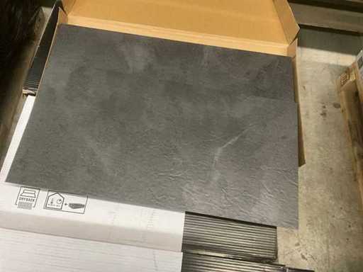 Azulejos de vinilo para suelos, pizarra gris antracita, suelto o pegamento, Designfloor LVT 14 paquetes de 3,72 m² - total aprox. 50 m²