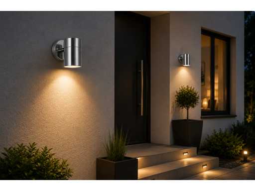 4 x Luci da parete esterne GU10 – Cromo opaco – IP44 – MANOLYA-1
