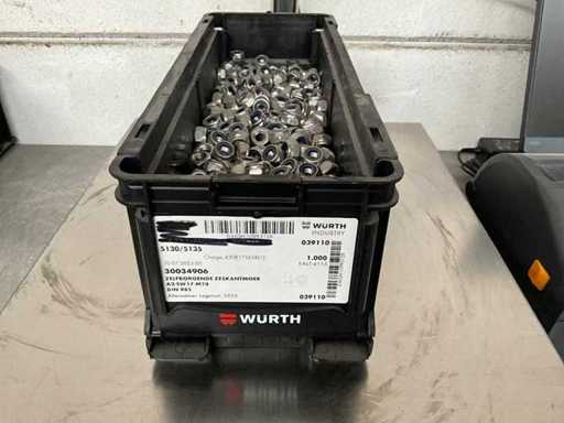 Würth 10.48 kg Zelfborgende zeskant moer M10 in stapelbare bak