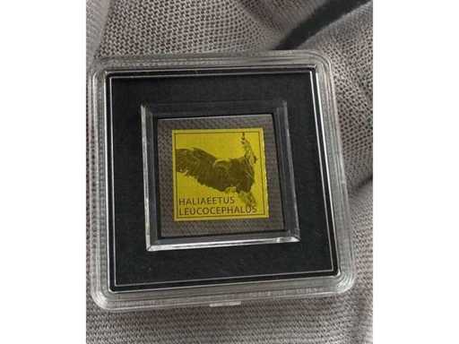 Seltene 1/1000 oz Goldmünze „Haliaeetus Leucocephalus“ in schützender Präsentationskapsel für Münzsammler und Naturfreunde