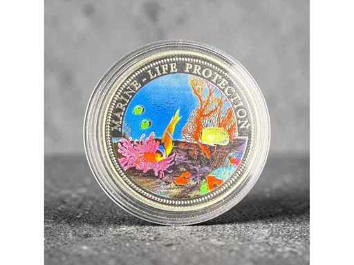 1994 Palau Marine Life Protection Farbmünze Korallenriff Meerjungfrau Gratis EU Versand