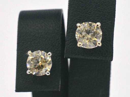 Cercei solitaire din aur cu diamante naturale, 2,00 carate