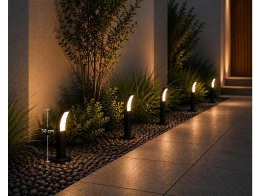 8 x LED Buiten Sokkel Lamp – 12W – 4200K Neutraal Wit - Zwart – IP65 – PRESTIGE-2
