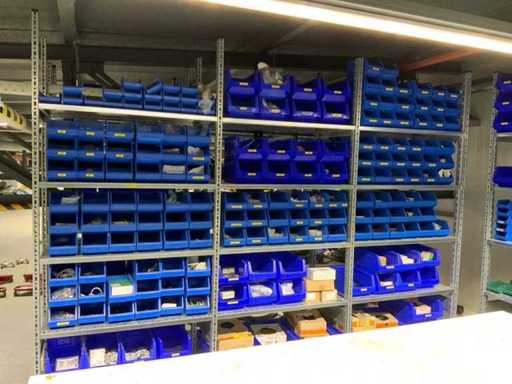 Contents of installation materials (approx. 500 sorting bins) of 9 shelving units