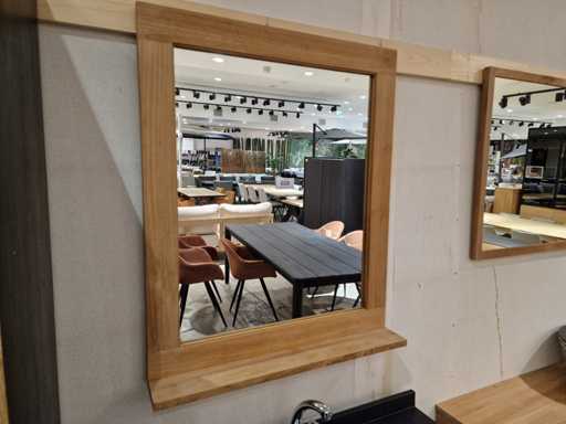 Miroir teck Line 75 x H90cm avec cadre 7cm - Étagère