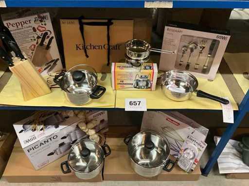 Set di pentole da cucina SSW Picanto a 7 pezzi + vari utensili da cucina