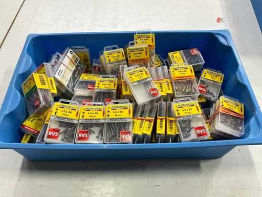 Rotadrill & Gamma Assorti diverse schroeven RVS, verzinkt en messing (100x)