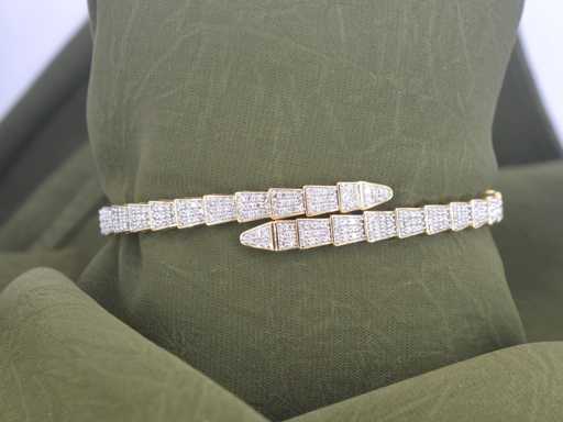 Złota bransoletka z wężem z naturalnymi diamentami