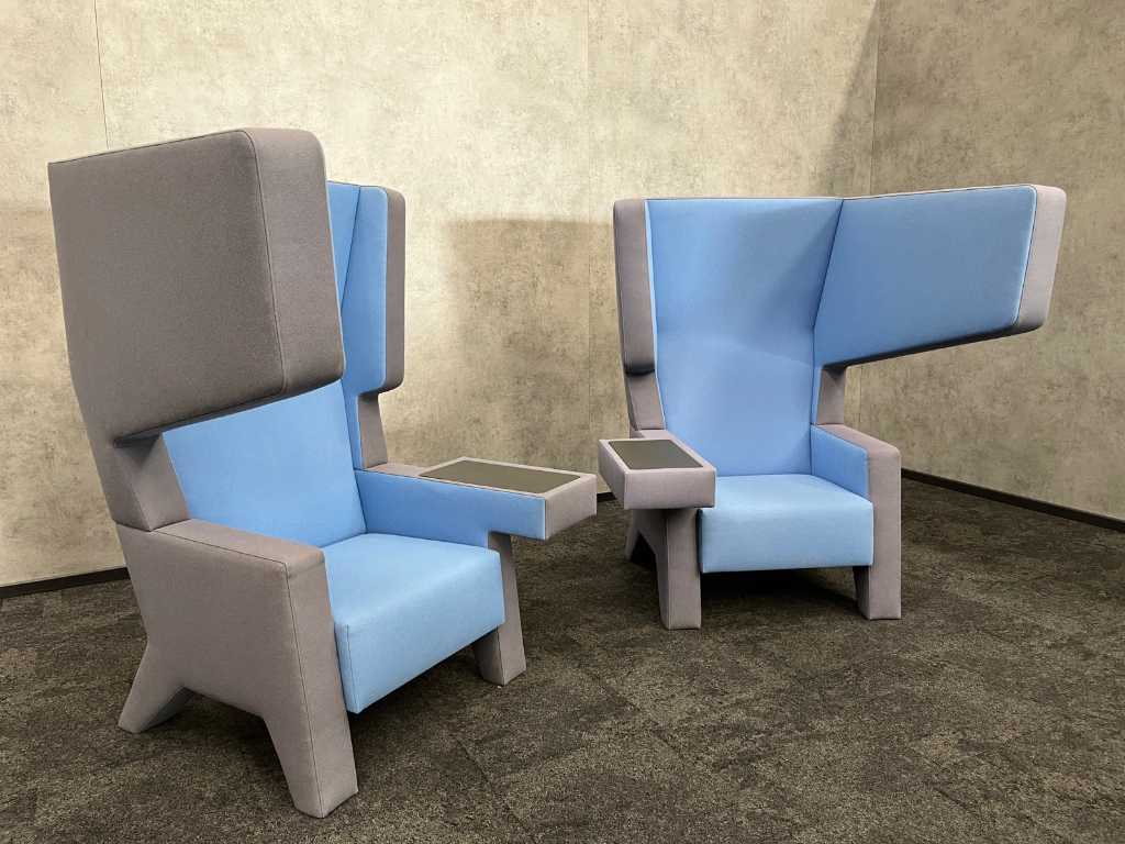 Prooff - fauteuil à oreilles design bleu gris - Jurgen Bey (2x)