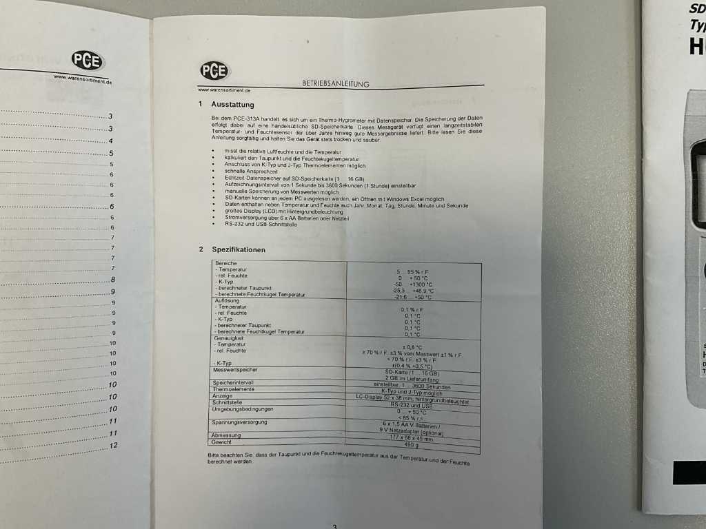 Environmental Humidity Tester PCE-313 A