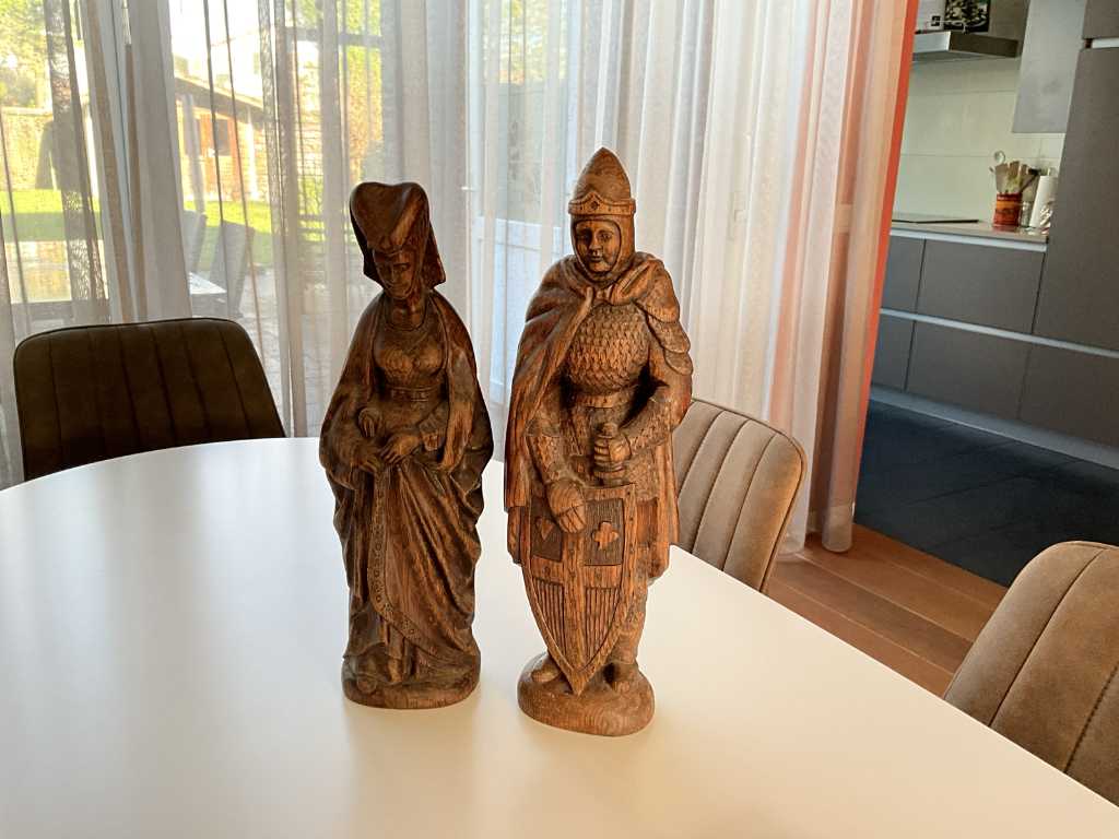 Woodcarved medieval figures
