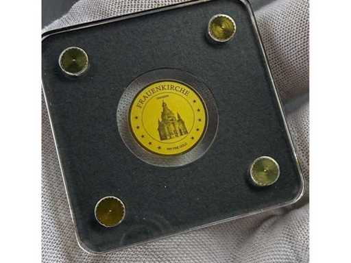 Seltene 1/500 oz Goldmünze Frauenkirche Dresden 999 Feingold