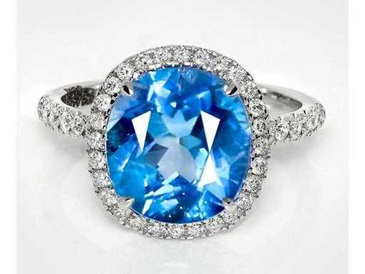 Luxe Ring Natuurlijke Blauwe Aquamarijn 4,57 karaat