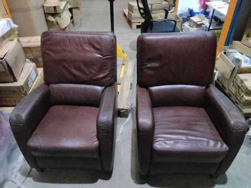 Lederen Fauteuils donkerbruin (2x)