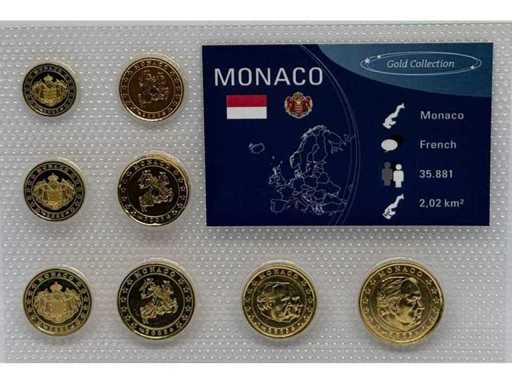 Ensemble de pièces Monaco Euro-Gold-Collection – Plaqué or 24 carats - Limitation 500