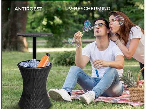 MaxxGarden 88563 măsuță laterală cu găleată cu gheață din ratan (14x)