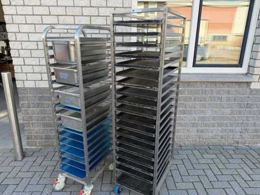 regaalwagen - 2x - Rvs werktafel