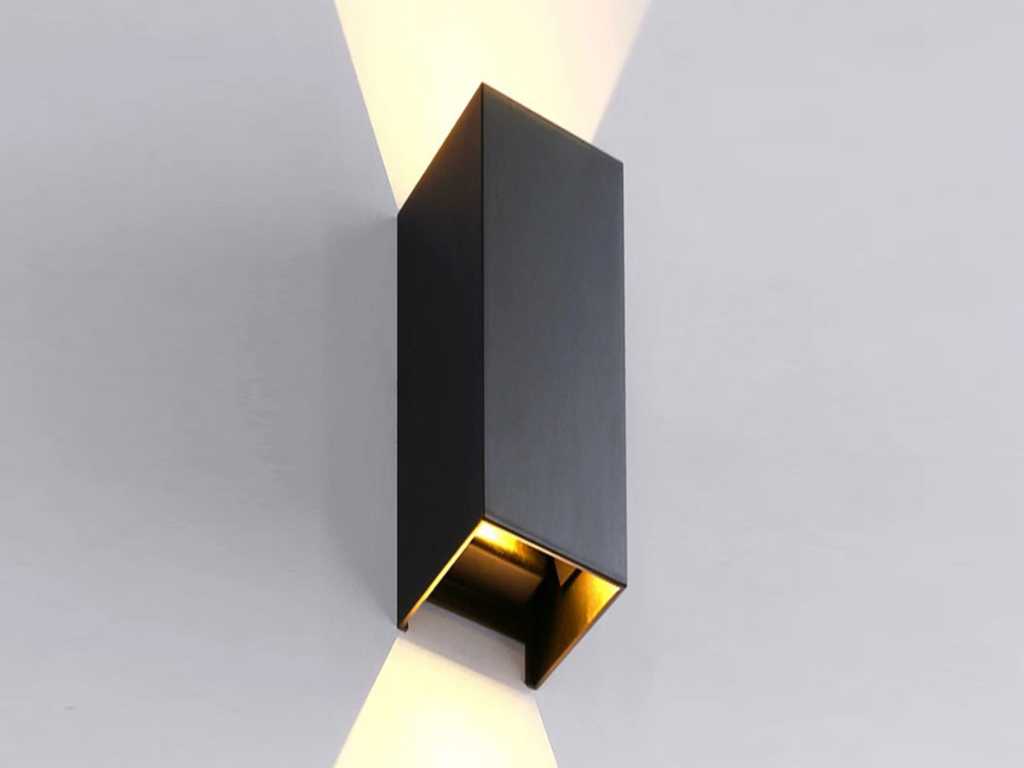 10 x 12W LED zand zwart Wandlamp rechthoekig duo licht verstelbaar waterdicht