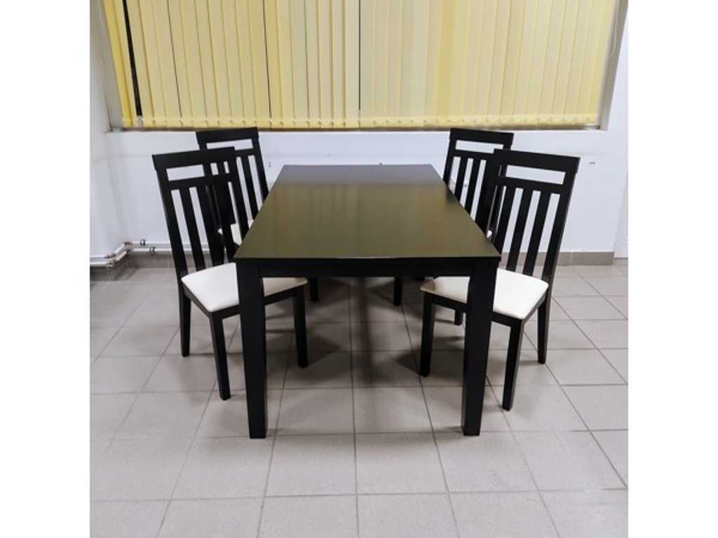 1x Table group Iris Black - 4 pieces of armchairs + 1 piece of table - living room table table set, dining set, dining table, table, chair, armchair, work table, restaurant table, restaurant table, living room table, canteen table - Gastrodiskont