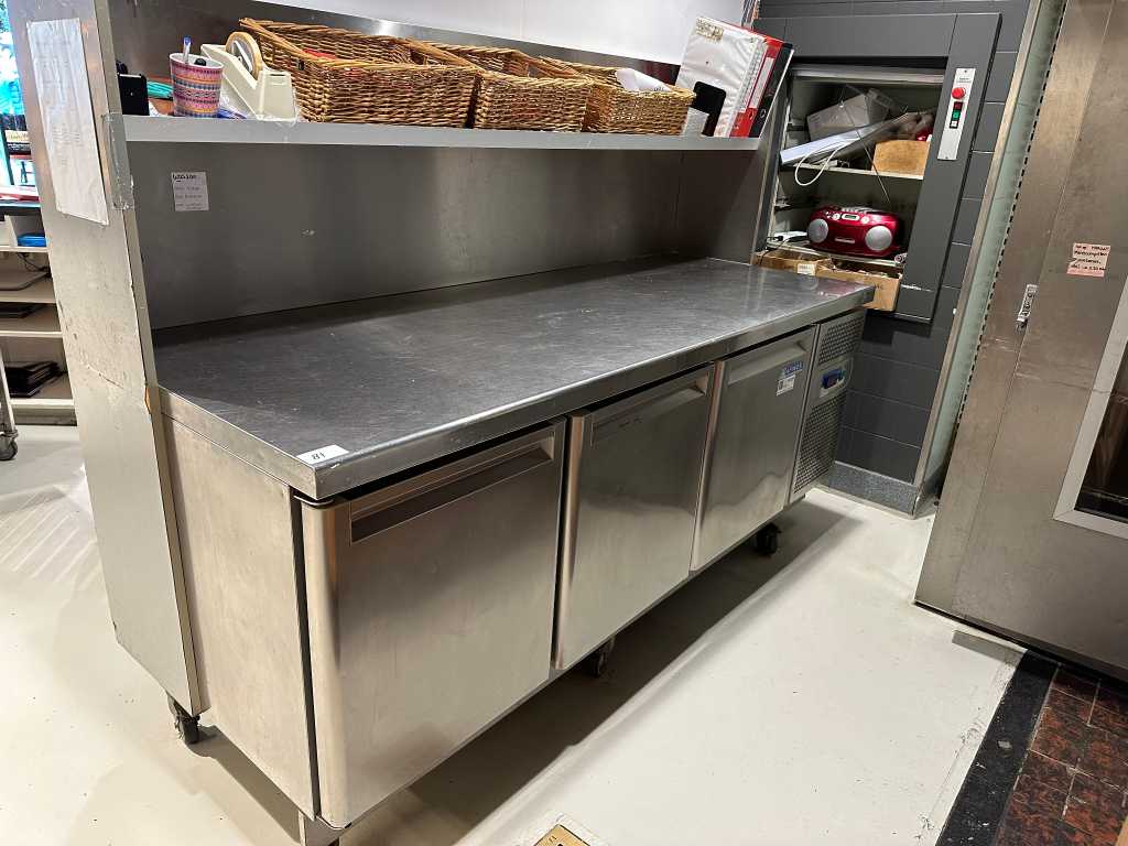 Afinox stainless steel refrigerated workbench with superstructure
