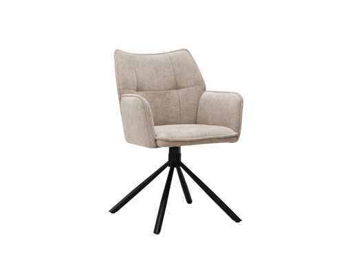 Colenis - Enzo Dining Chairs - Set di 6 - Taupe - Tessuto di lino - Seduta di lusso imbottita - Industrial Design - Gambe in metallo - Sedia