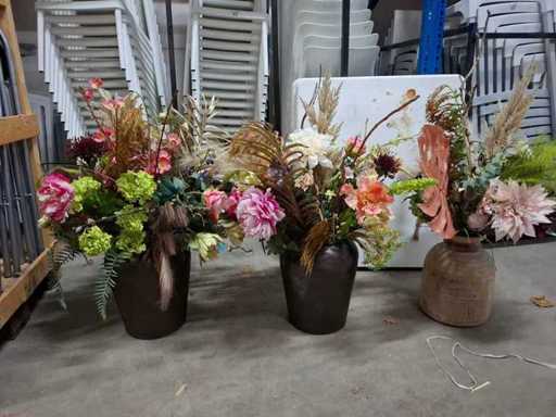 Jedwabne kwiaty w doniczkach (3x)