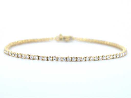 Goldenes Tennisarmband mit brillant geschliffenen Diamanten von 2,20 Karat