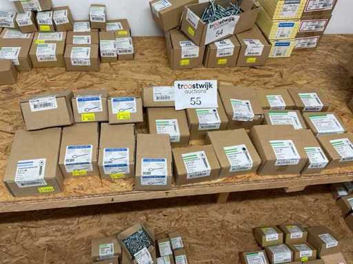 20 Schachteln mit Augenschrauben und Holzschrauben