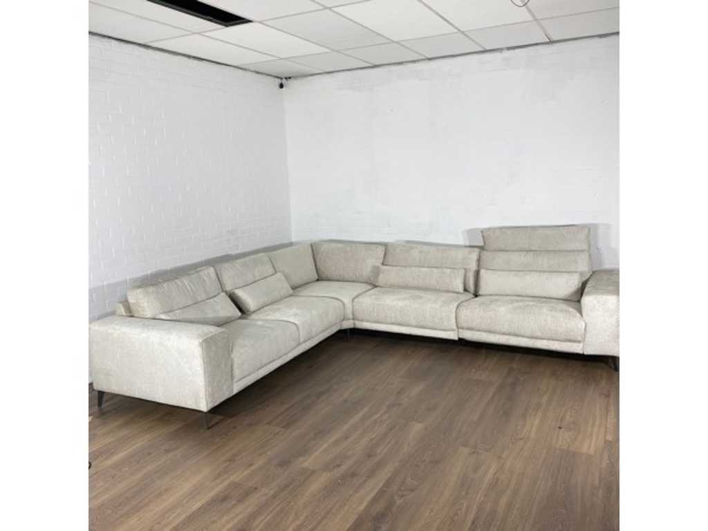 Hjort Knudsen - divano angolare, tessuto bianco/crema, funzione reclinabile regolabile elettricamente