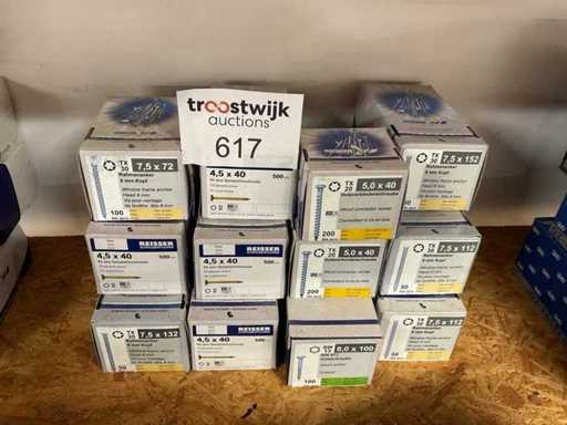 12 x Kisten mit Fensterankern; Holzschrauben; Spanplattenschrauben