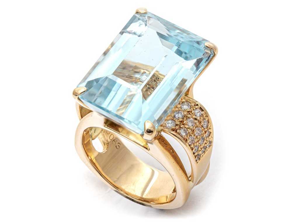 Anello di lusso di design Topazio blu naturale 25,97 carati