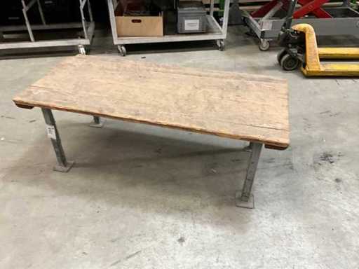 Banco de trabajo de 2 piezas, placa de madera maciza de 140 x 60 x 50 cm