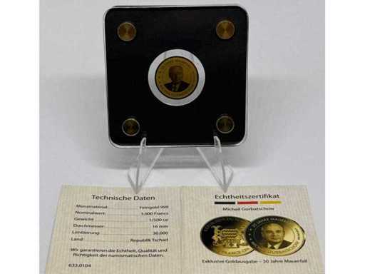 Or 999 (1/500 oz) – Pièce souveraine souveraine de 3 000 francs CFA (République du Tchad), diamètre de 16 mm, limitée à 5 000.