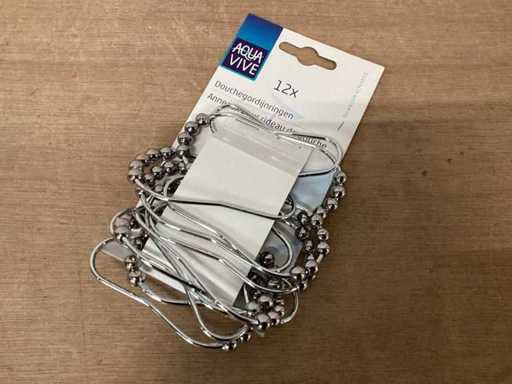 Pierścienie zasłon prysznicowych Aquavive Design ze stali nierdzewnej, zestaw 12 elementów (120x)