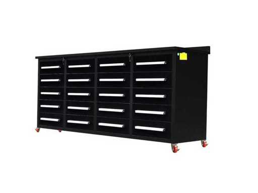 Rhino-Cross-Workbench 7ft-20D-01C Black Tool Cabinet 20 drawers